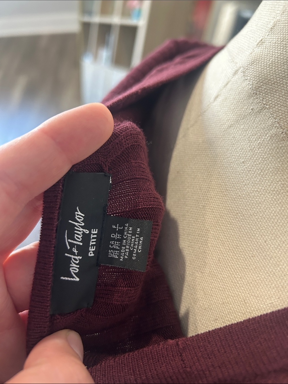 Lord & Taylor Women's Ribbed Button-Front Cardigan - Burgundy - Picture 4 of 4
